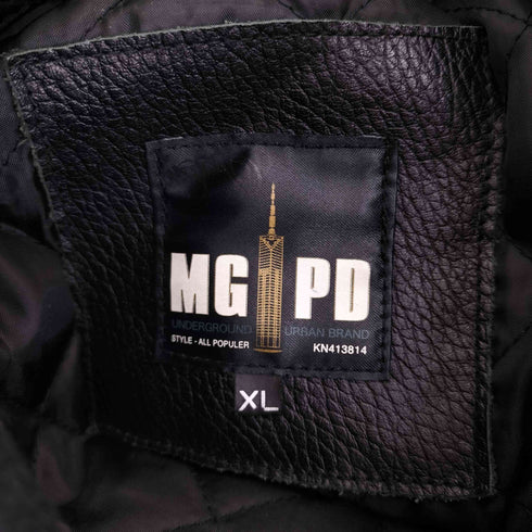 MSGR 袖レザー刺繍ウールメルトンスタジャン street メンズ XL