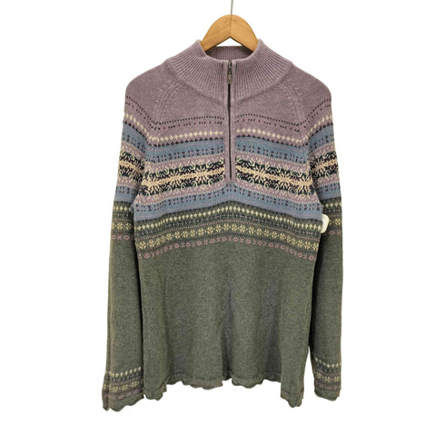 エディーバウアー Eddie Bauer アンゴラ混 総柄ハーフジップニット レディース JPN:L