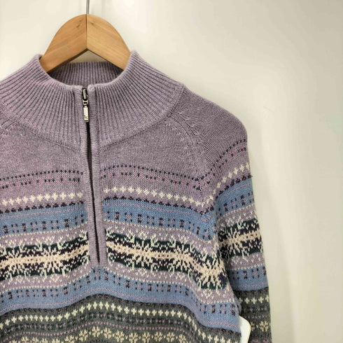 エディーバウアー Eddie Bauer アンゴラ混 総柄ハーフジップニット レディース JPN:L
