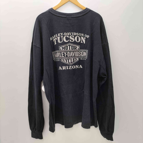 ハーレーダビッドソン HARLEY-DAVIDSON USA製 両面 プリント ワッフル カットソー ロンT ビックサイズ メンズ 2XL