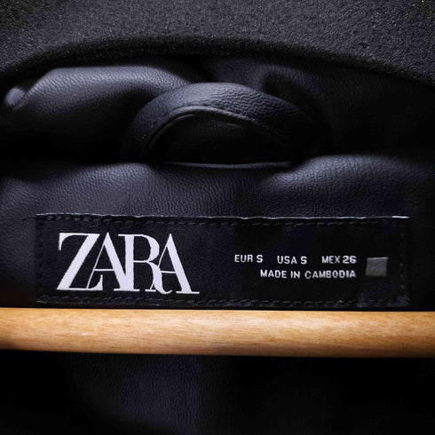 ザラ ZARA ウインドプロテクション フェイクレザー クロップドパフアノラック レディース import:S