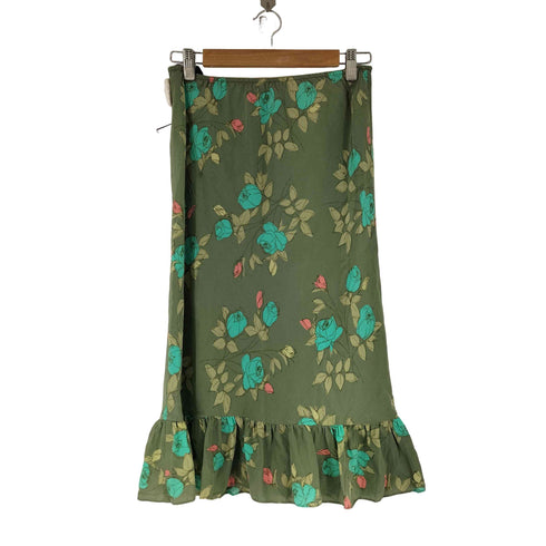 ローラアシュレイ LAURA ASHLEY 花柄 シルクスカート レディース