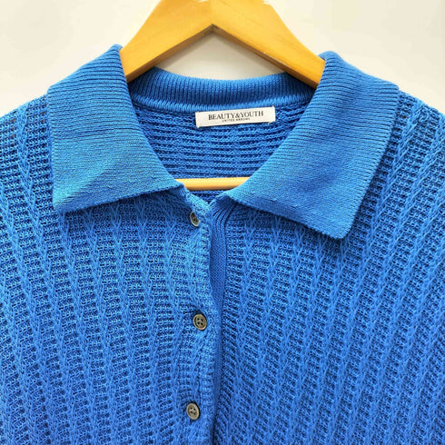 ビューティーアンドユースユナイテッドアローズ BEAUTY & YOUTH UNITED ARROWS スキッパーボタン ショート スリーブ ニット ポロ シャツ レディース