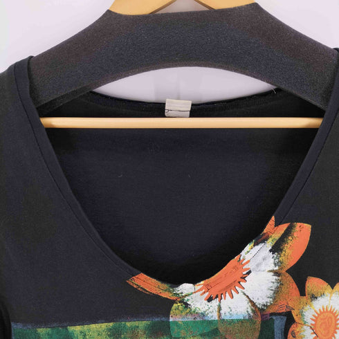 ジョンガリアーノ JOHN GALLIANO イタリア製 フロントプリントVネックS/S Tシャツ メンズ JPN:L