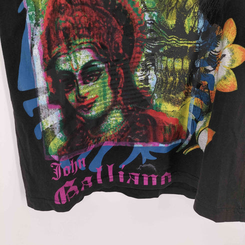 ジョンガリアーノ JOHN GALLIANO イタリア製 フロントプリントVネックS/S Tシャツ メンズ JPN:L