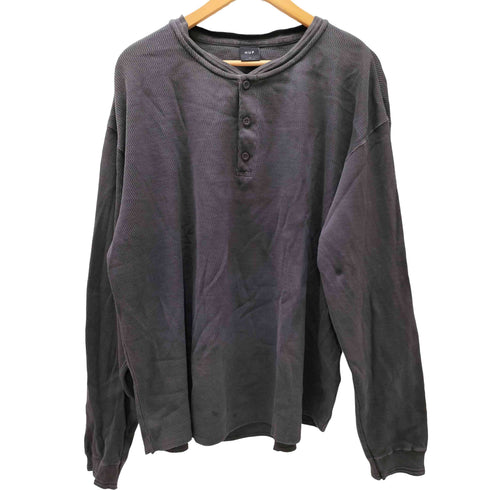 ハフ HUF 特殊加工 ヘンリーネック サーマル L/S Tシャツ カットソー メンズ import:XL