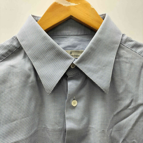 エルメネジルドゼニア Ermenegildo Zegna 千鳥格子 チェック ワイドカラー ドレス シャツ メンズ 41/16