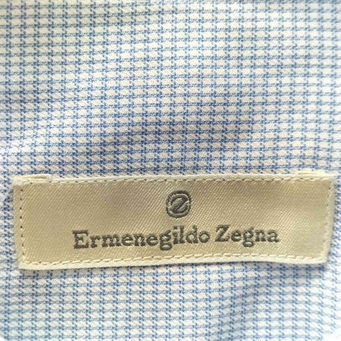 エルメネジルドゼニア Ermenegildo Zegna 千鳥格子 チェック ワイドカラー ドレス シャツ メンズ 41/16