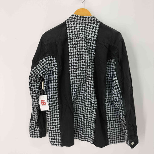 コムデギャルソンオム COMME des GARCONS HOMME 千鳥格子プリント 切り替え オープンカラーシャツ メンズ