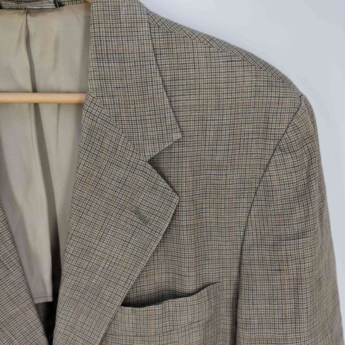 バナナリパブリック BANANA REPUBLIC 90S USA製 IMPORT FABRIC グレンチェック リネンテーラードジャケット メンズ 40R