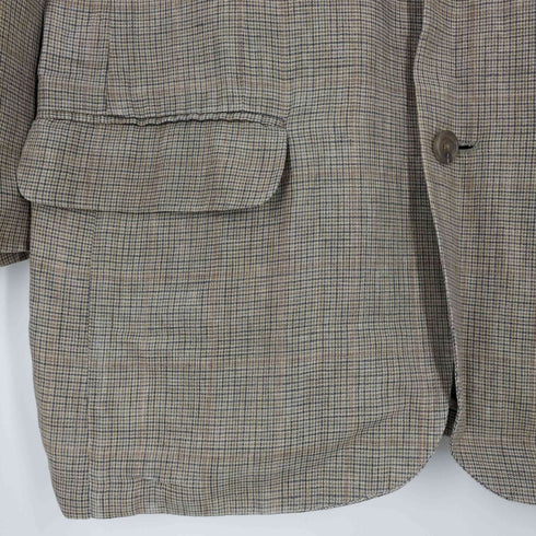 バナナリパブリック BANANA REPUBLIC 90S USA製 IMPORT FABRIC グレンチェック リネンテーラードジャケット メンズ 40R