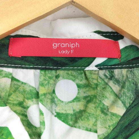 グラニフ graniph 葉っぱ総柄シャツワンピース レディース FREE