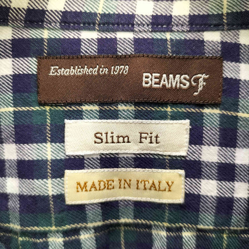 ビームスエフ BEAMS F SLIM FIT イタリア製 チェック柄シャツ メンズ
