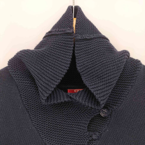 チャップス CHAPS 00S ロゴ刺繍 ショールカラー ボーダーコットンニット レディース import:L