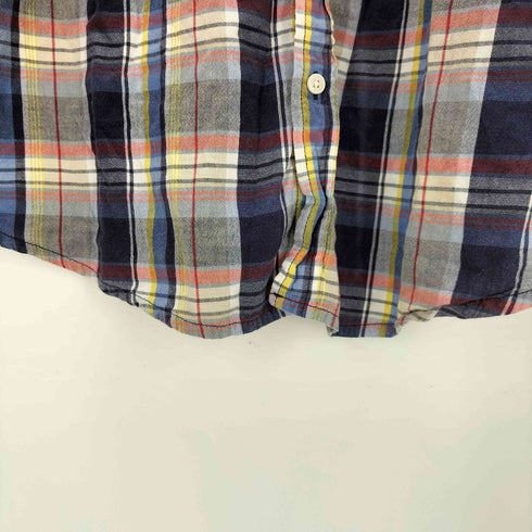 ST.JOHNS BAY CLASSIC FIT クラシックフィット インド綿 コットン マドラスチェック 半袖 ボタンダウン シャツ メンズ import:XL