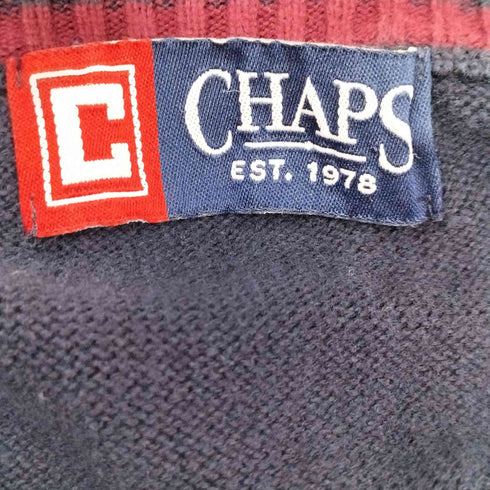 チャップス CHAPS ロゴ刺繍 Vネック コットン ニット ベスト メンズ import:XL