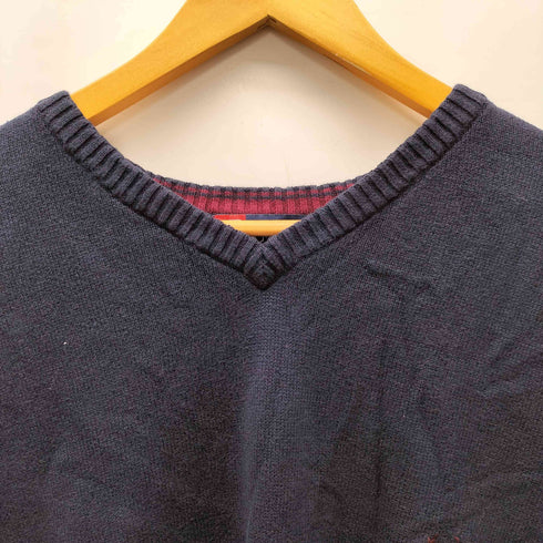 チャップス CHAPS 90S ワンポイント エンブレム刺繍 Vネック プルオーバー ベスト メンズ import:XL