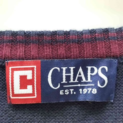 チャップス CHAPS 90S ワンポイント エンブレム刺繍 Vネック プルオーバー ベスト メンズ import:XL