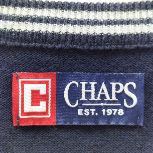 チャップス CHAPS ロゴ刺繍 Vネック コットン ニット ベスト メンズ import:L