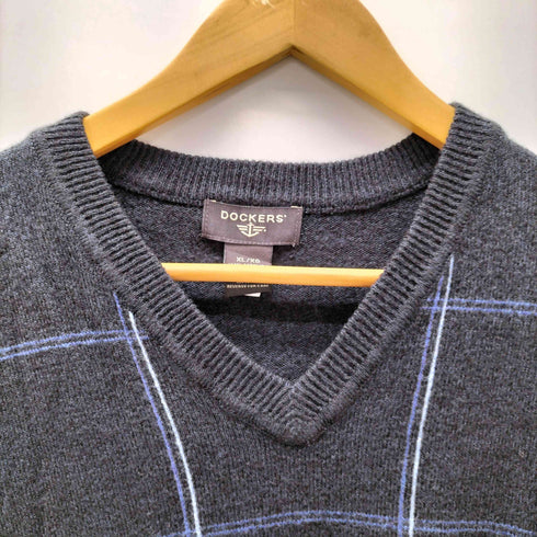 ドッカーズ DOCKERS 90-00S シンプルチェック Vネック プルオーバー ニットベスト メンズ import:XL