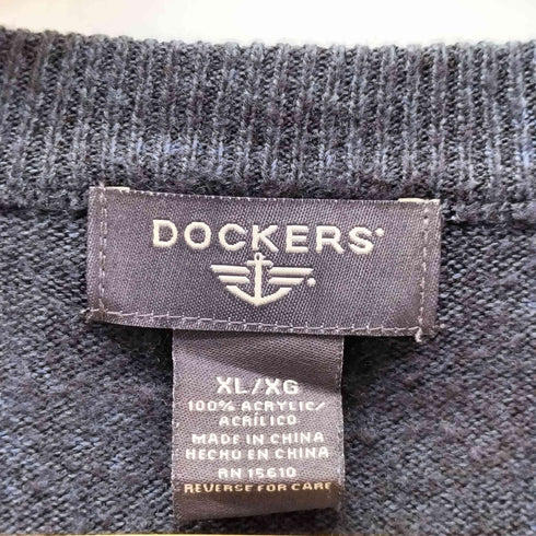 ドッカーズ DOCKERS 90-00S シンプルチェック Vネック プルオーバー ニットベスト メンズ import:XL