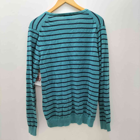 トミーヒルフィガー TOMMY HILFIGER ロゴ刺繍 ピマコットン ボーダー Vネック ニット セーター メンズ import:XL