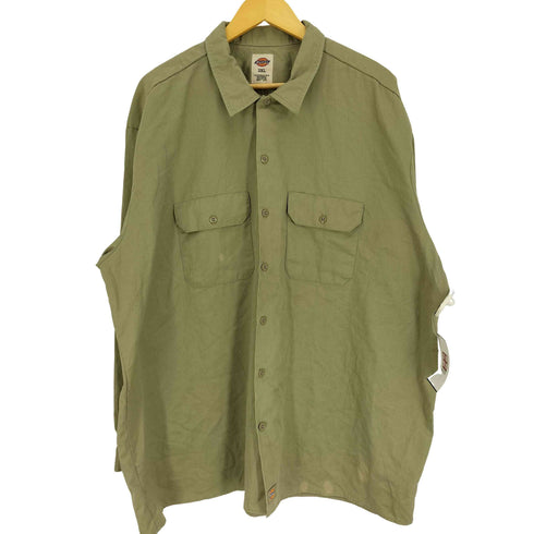 ディッキーズ Dickies ロゴパッチ レギュラーカラー フラップポケット 65/35 ポリ コットン L/S シャツ メンズ 3XL