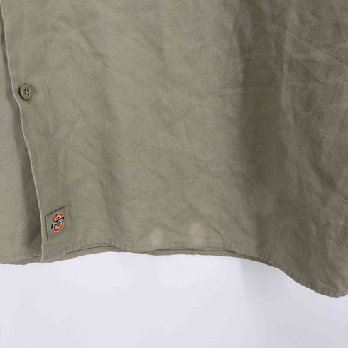 ディッキーズ Dickies ロゴパッチ レギュラーカラー フラップポケット 65/35 ポリ コットン L/S シャツ メンズ 3XL