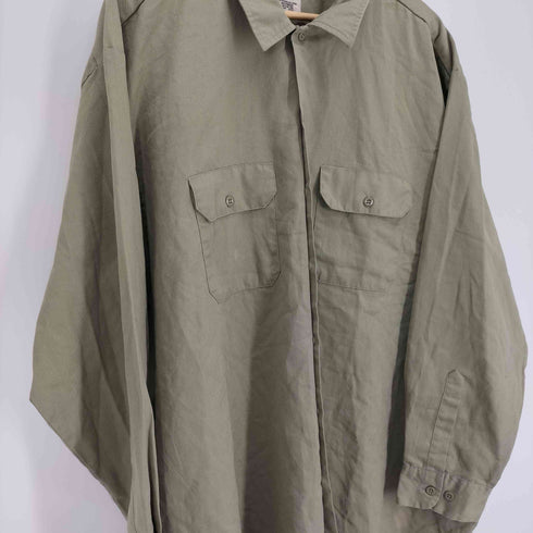 ディッキーズ Dickies ロゴパッチ レギュラーカラー フラップポケット 65/35 ポリ コットン L/S シャツ メンズ 3XL