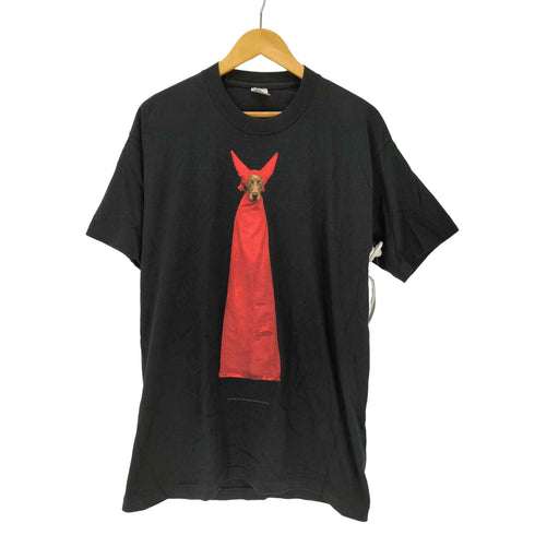 フルーツオブザルーム FRUIT OF THE LOOM 90S USA製 devil dog 1990 1995 WILLAM WEGMAN FOTOFOLIO シングルステッチ S/S クルーネック 犬 プリント Tシャツ メンズ import:L