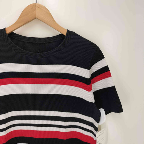 ラルフローレン RALPH LAUREN ボーダー柄 リブ 半袖 コットンニット レディース