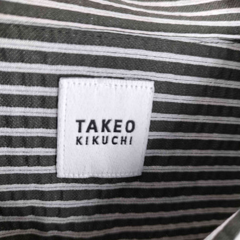 タケオキクチ TAKEO KIKUCHI 7分袖 サッカージャージ ストライプシャツ メンズ JPN:2