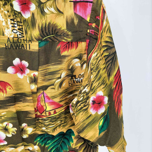 ISLAND FASHIONS 70s レーヨン 総柄 開襟 アロハシャツ メンズ JPN:S