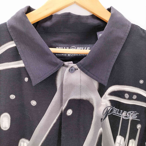 ペレペレ pelle pelle ロゴ 刺繍 総柄 プリント S/S ポリ シャツ ビッグサイズ B系 メンズ 3XL