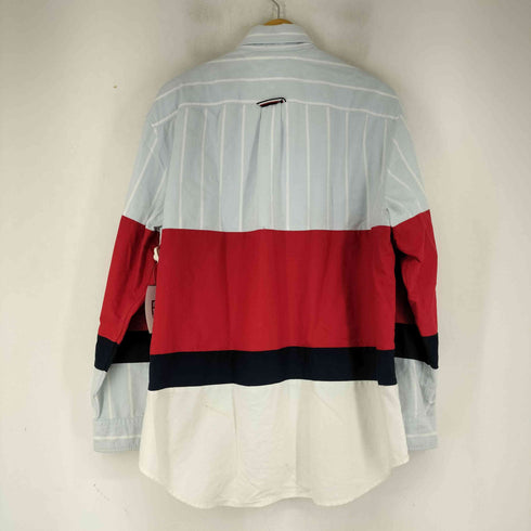トミーヒルフィガー TOMMY HILFIGER フロントデザイン ストラップ柄 L/S BDシャツ メンズ import:M
