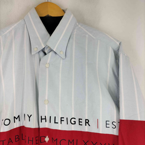 トミーヒルフィガー TOMMY HILFIGER フロントデザイン ストラップ柄 L/S BDシャツ メンズ import:M