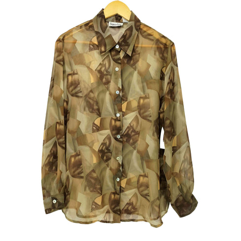 SUPERLINE 総柄 シアー L/S シャツ レディース import:L
