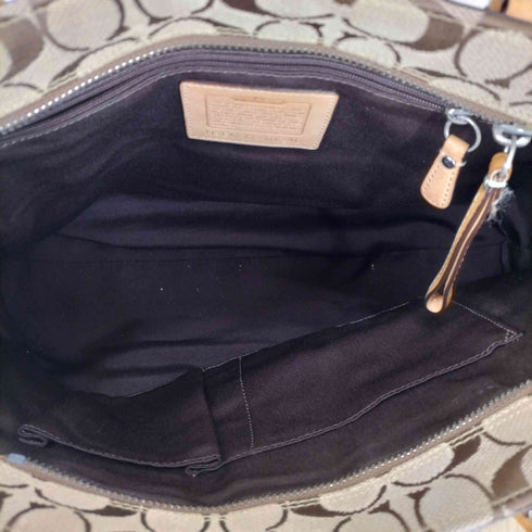 コーチ COACH シグネチャーロゴ ベルトデザインレザー切り替えキャンバストートバッグ レディース