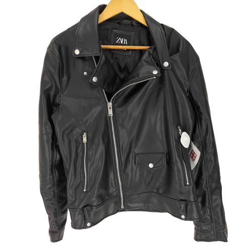 ザラ ZARA フェイクレザー ダブル ライダース ジャケット メンズ import:M