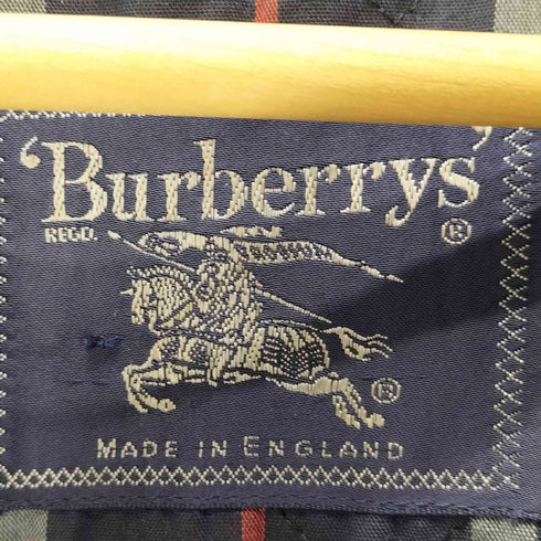 バーバリーズ BURBERRYS 80-90S イングランド製 コットン オイルド ジャケット 裏地 ノバチェック チンストラップ ロゴ パッチ メンズ