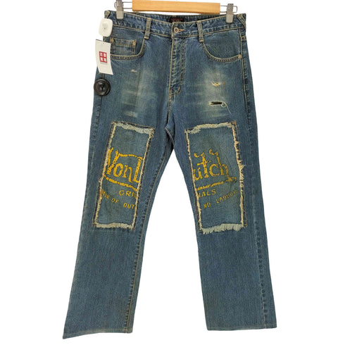 ボンダッチ Von Dutch 00S Y2K パッチワーク ペイント ダメージ加工 デニムパンツ メンズ