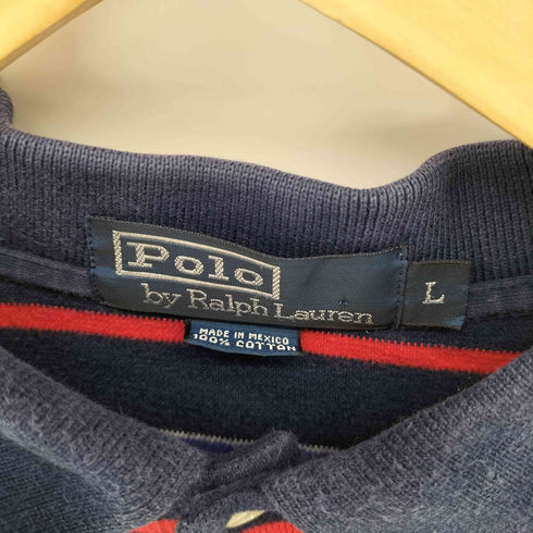 ポロバイラルフローレン Polo by RALPH LAUREN ポニー刺繍 マルチボーダー 鹿の子ポロシャツ メンズ import:L