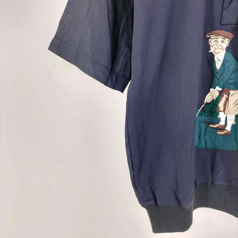 DANDY UP フロントパッチ スタンドカラー ヘンリーネック 半袖プルオーバーシャツ メンズ M