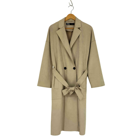 ザラ ZARA フェイクスウェード チェスターコート レディース import:M