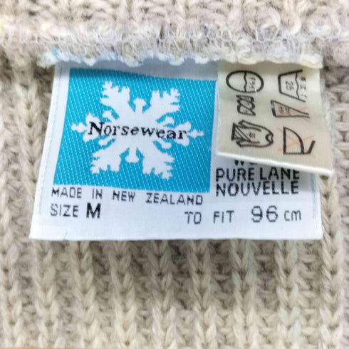 NORSEWEAR 80-90S ニュージーランド製 クルーネック リブ編み ウール ニット ベスト メンズ 96cm