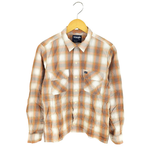 ラングラー Wrangler マドラスチェック オープンカラー長袖シャツ メンズ SMALL