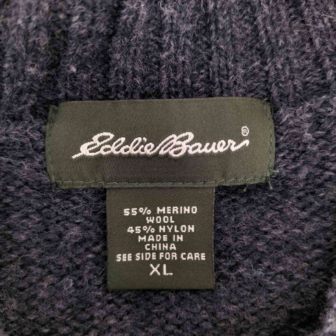 エディーバウアー Eddie Bauer リブ Vネックショールカラー ウールニット セーター メンズ XL