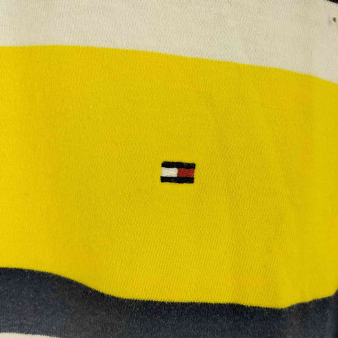 トミーヒルフィガー TOMMY HILFIGER ワンポイント刺繍 ボーダー柄 半袖ポロシャツ メンズ S