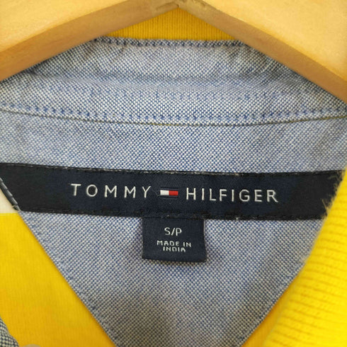 トミーヒルフィガー TOMMY HILFIGER ワンポイント刺繍 ボーダー柄 半袖ポロシャツ メンズ S