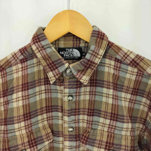 ザノースフェイス THE NORTH FACE 90-00s 黒タグ フロントフラップポケット マドラスチェック ウールレギュラーカラー シャツ メンズ L